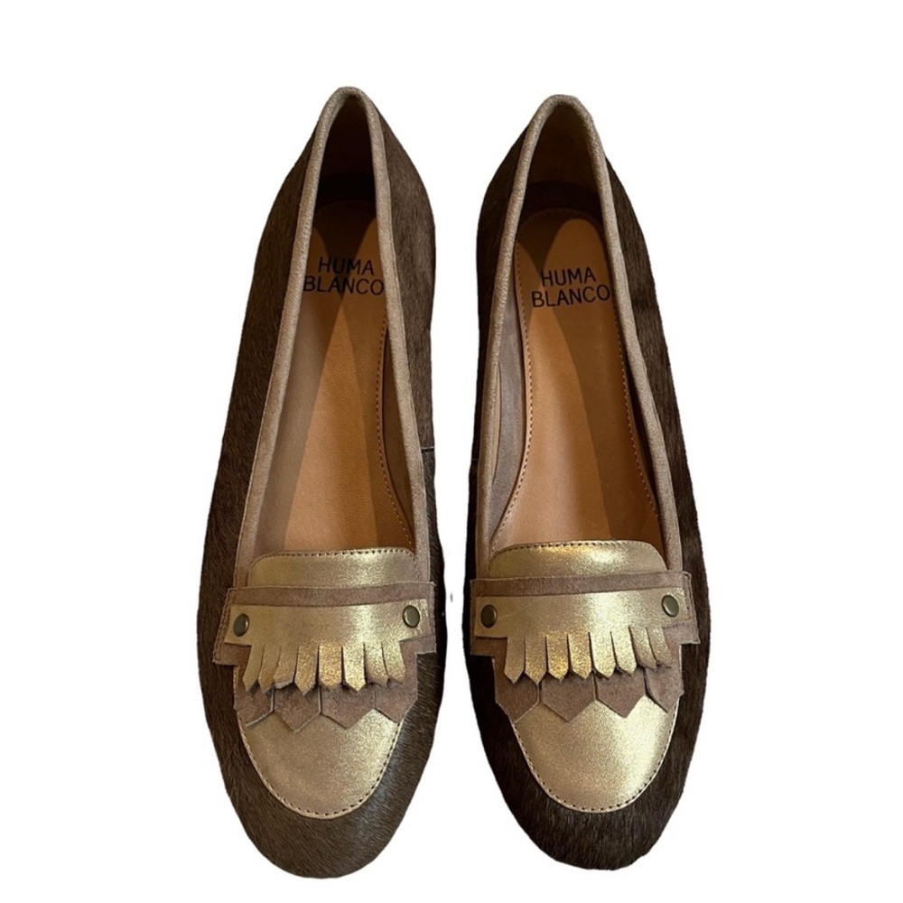 Huma Blanco Eleanora Peruvian Pony Hair loafers in Unique Colorway. Size 8
